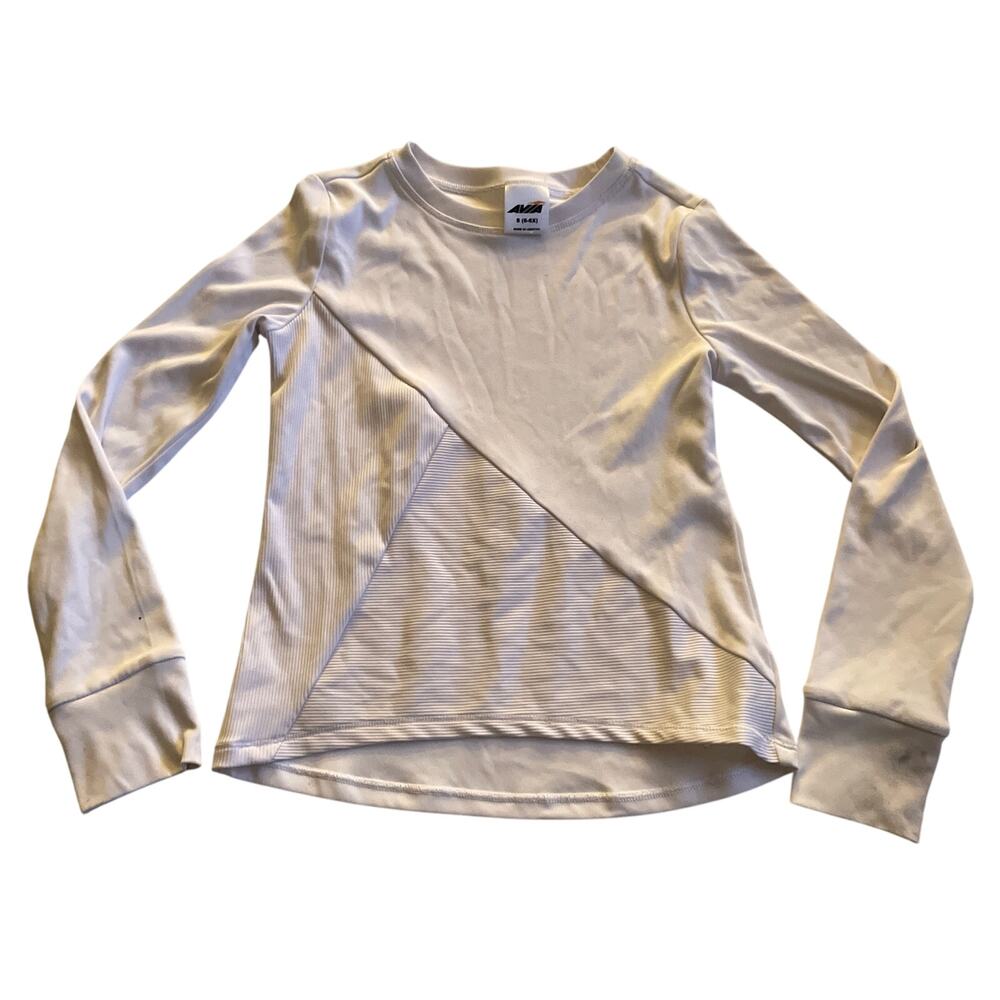 Avia Girls' White Long Sleeve Athletic Top - Size Small